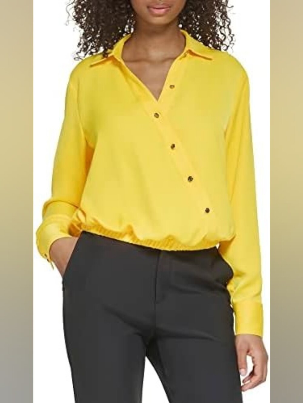 Karl Lagerfeld Paris Women's Everyday Logo Oversize Blouse Sz L